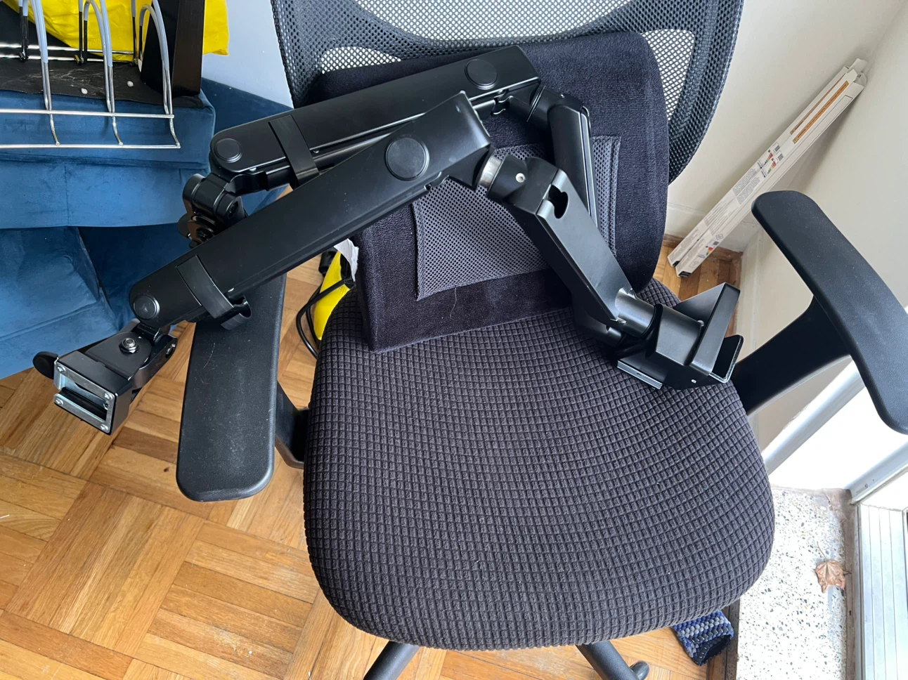 (OBO) Moving Sale - Heavy duty Dual Monitor Arms - non drill - photo 2