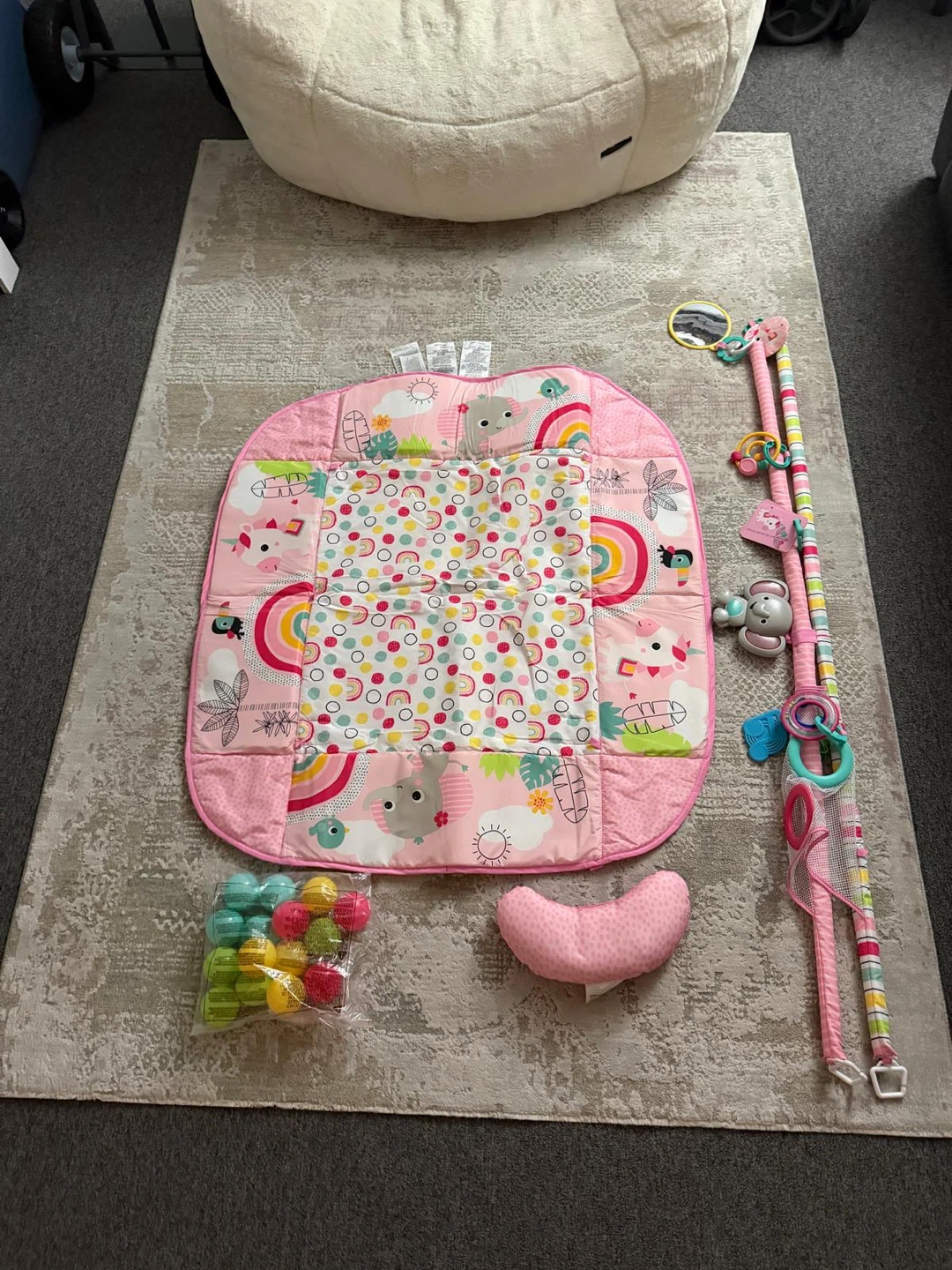 Pink Activity Gym with Playmat and Balls