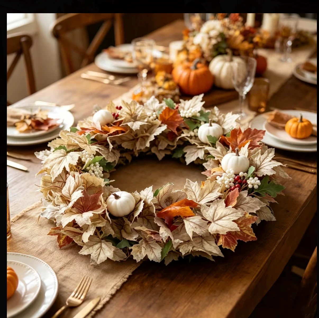 Artificial Maple Leaf Pumpkin Decorative Vine,High-Quality Silk