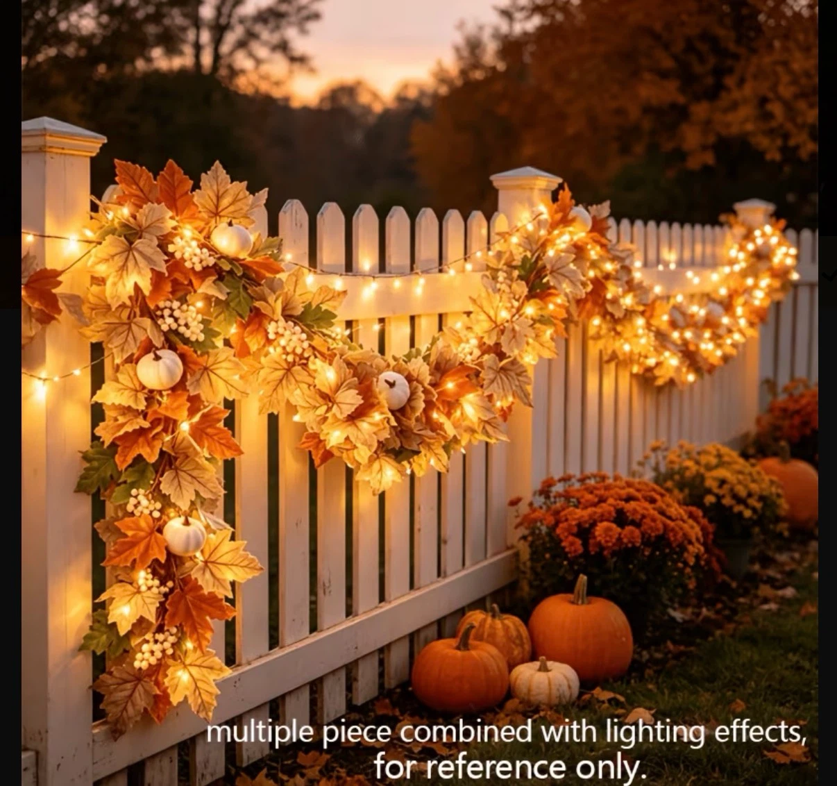Artificial Maple Leaf Pumpkin Decorative Vine,High-Quality Silk - photo 2
