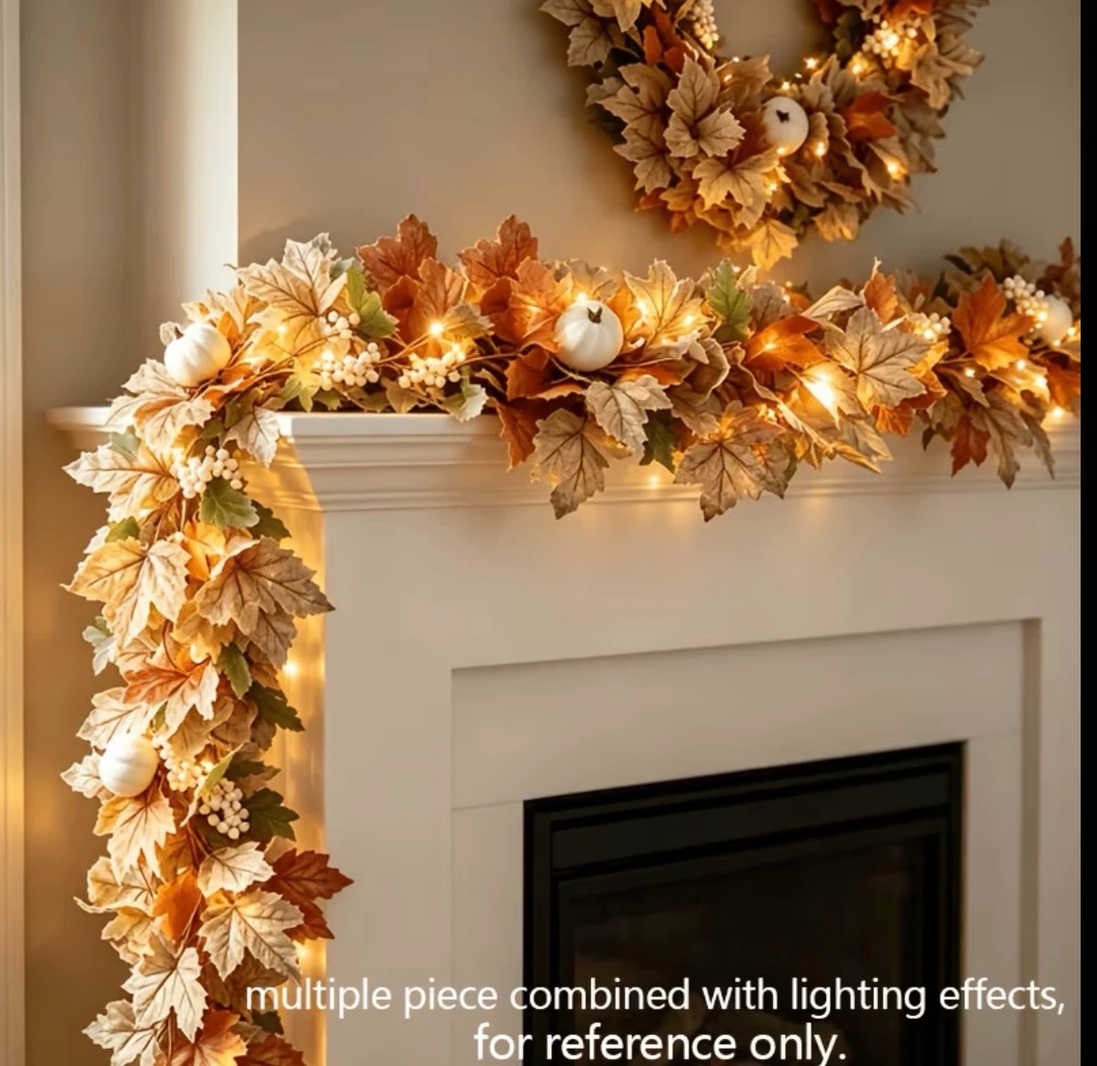 Artificial Maple Leaf Pumpkin Decorative Vine,High-Quality Silk - photo 3