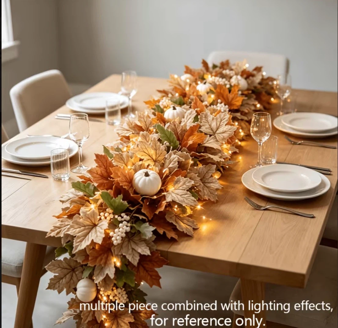 Artificial Maple Leaf Pumpkin Decorative Vine,High-Quality Silk - photo 4