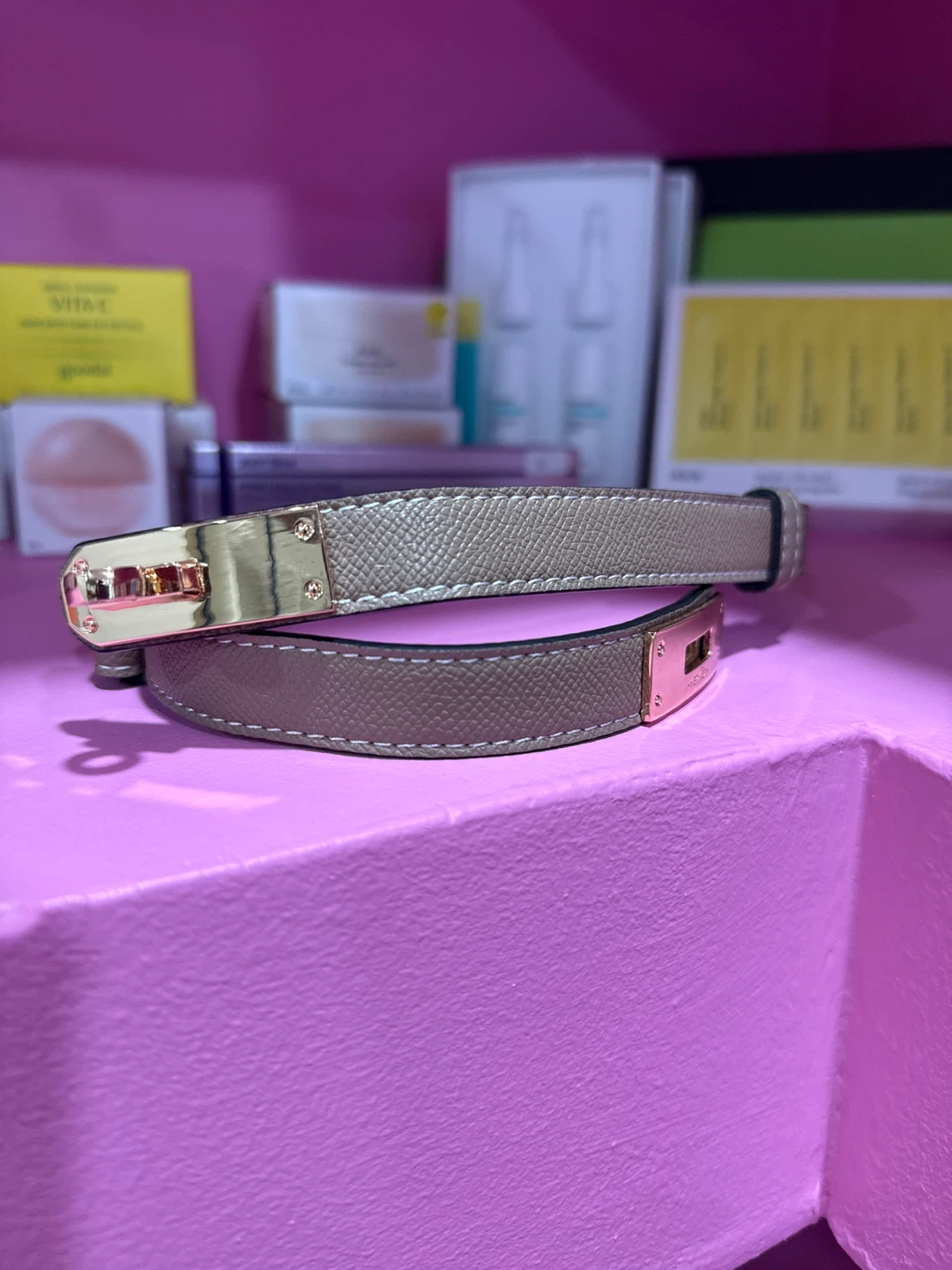 Hermes Kelly Belt in Taupe