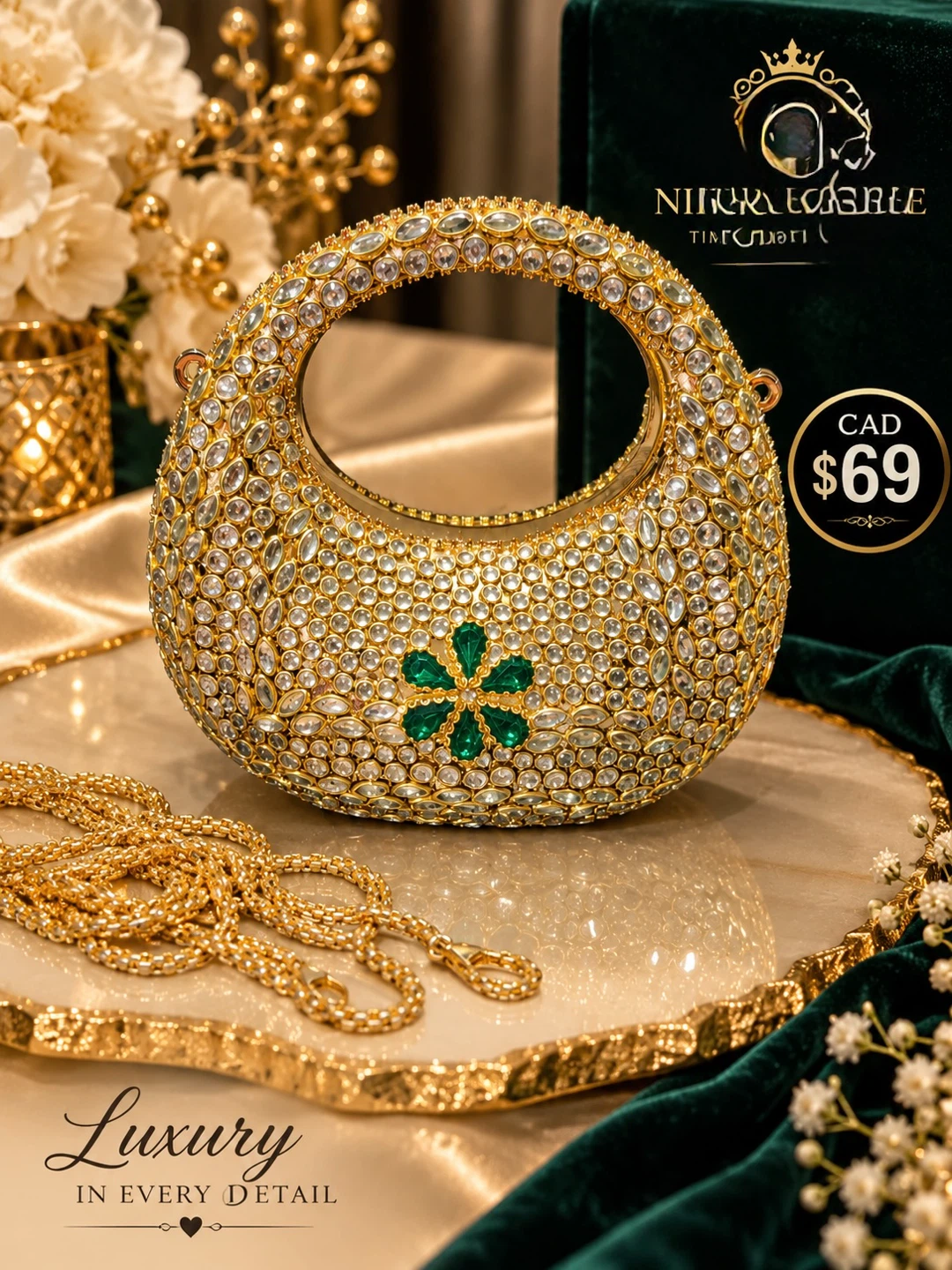 Kundan mini moon clutch