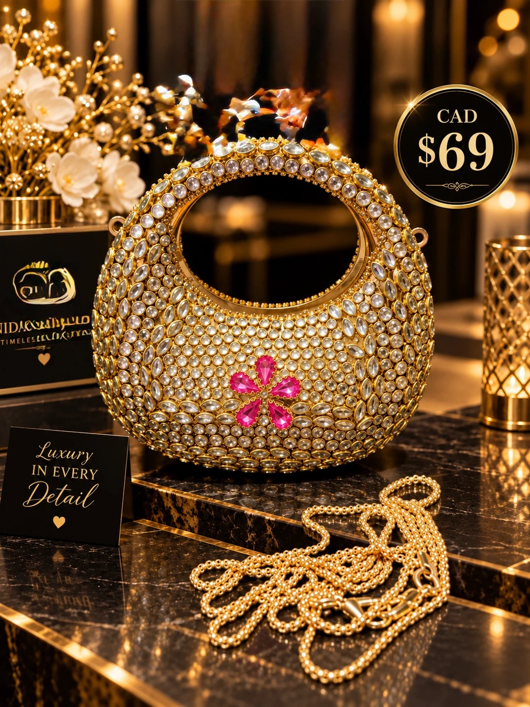 Kundan mini moon clutch - photo 3