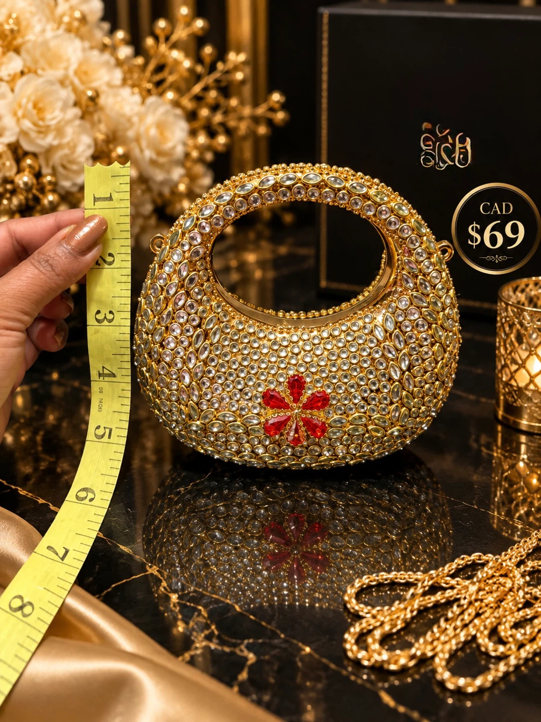 Kundan mini moon clutch - photo 4