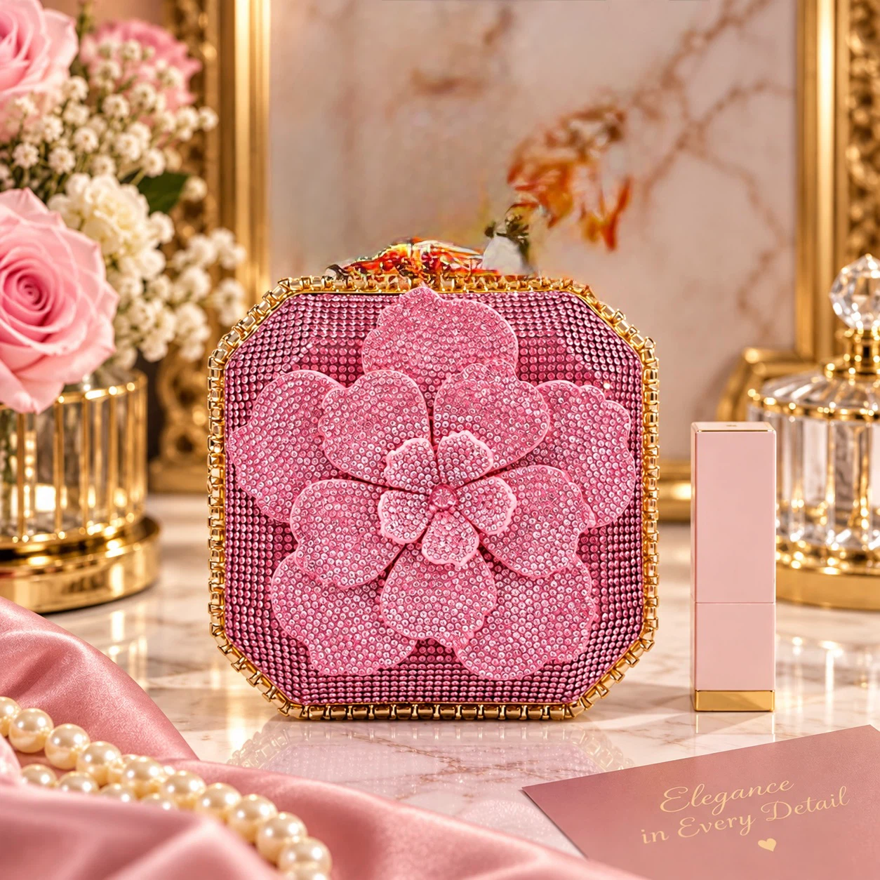Pink rhinestone clutch - photo 3