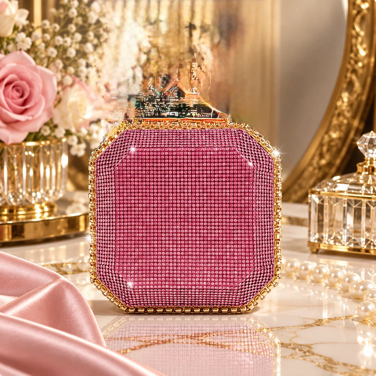 Pink rhinestone clutch - photo 4