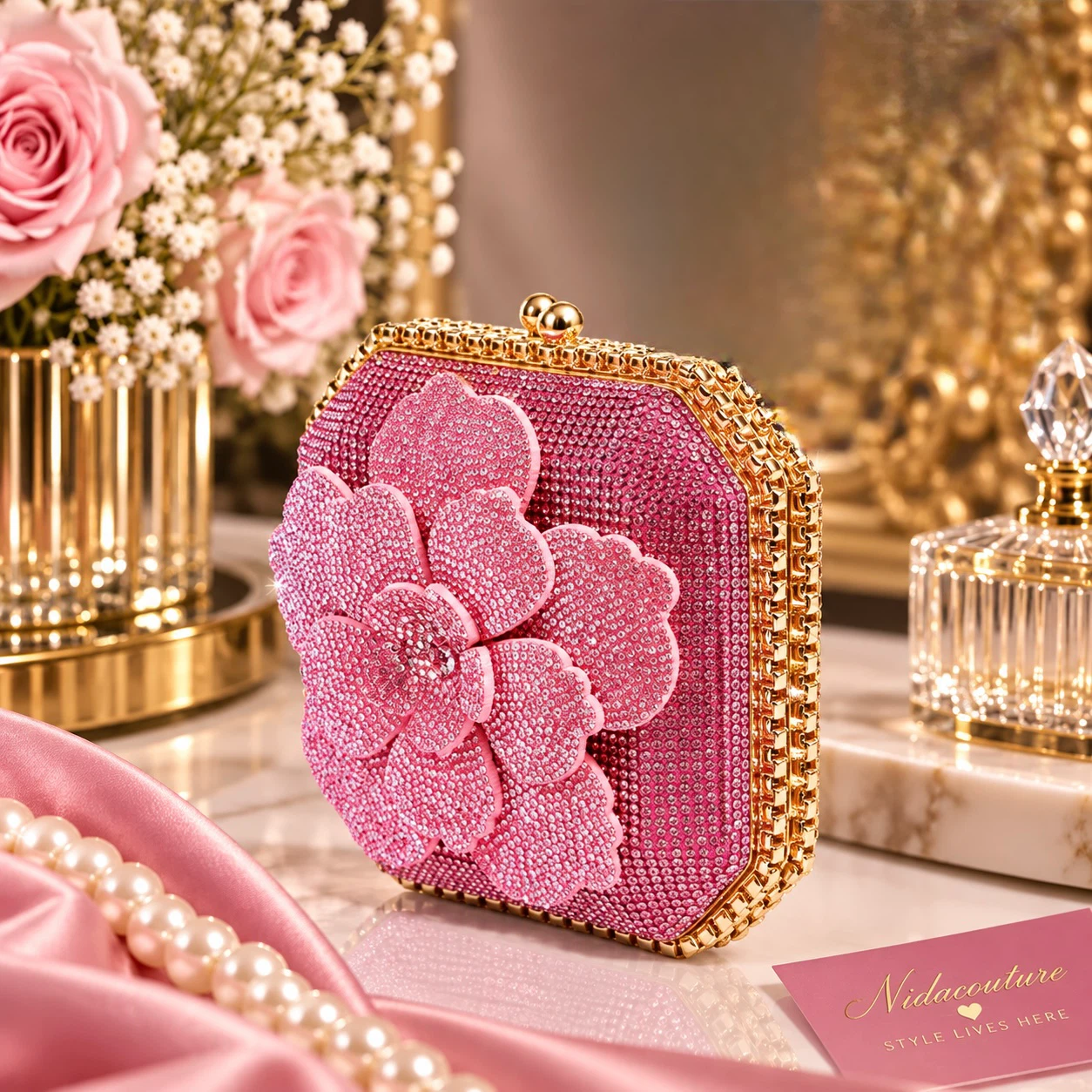 Pink rhinestone clutch - photo 5
