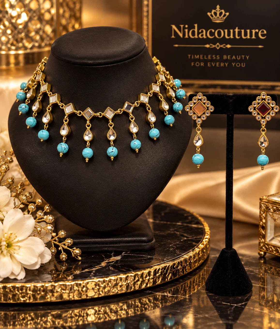 Kundan Pakistani Jewelery set - photo 3