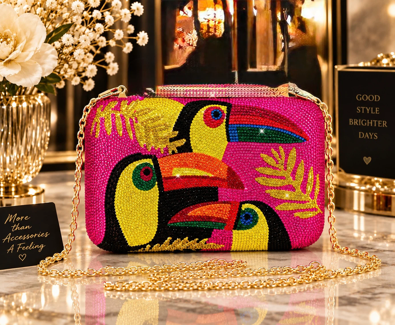 Rhinestone heavy work clutch