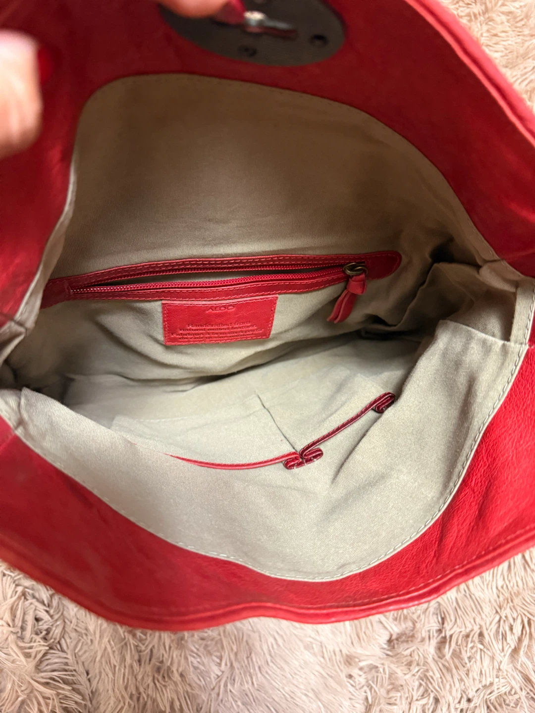 Aldo Red Leather Woven Shoulder Bag 🏈 - photo 3
