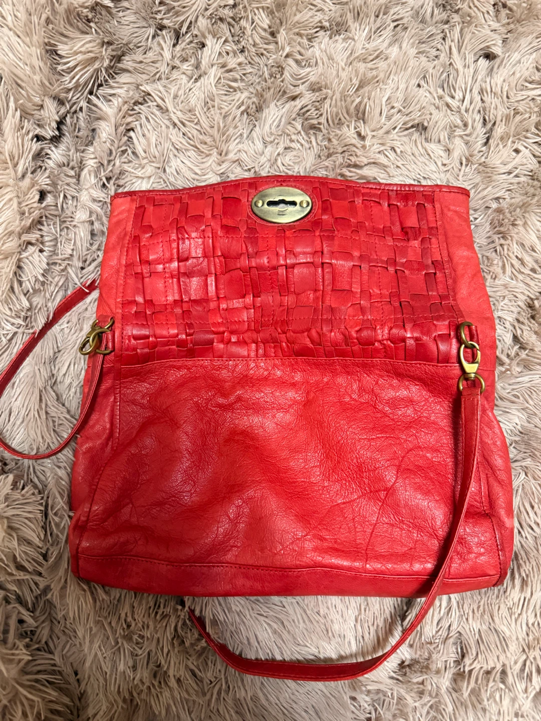 Aldo Red Leather Woven Shoulder Bag 🏈 - photo 4