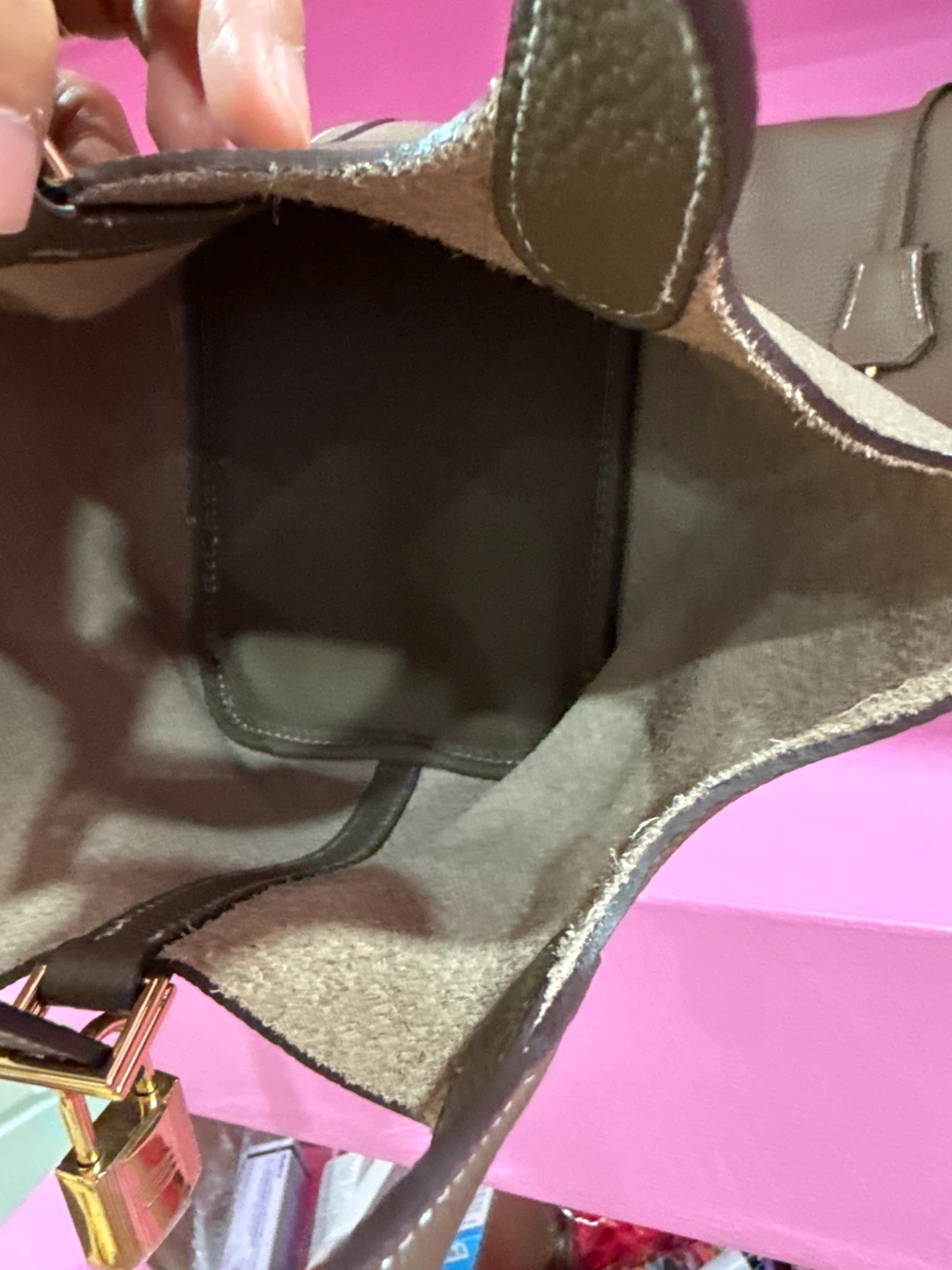 Taupe Leather Bucket Bag - photo 3