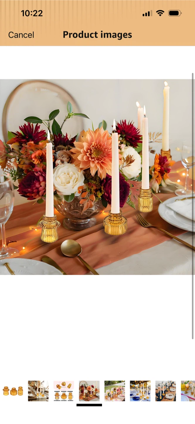 New-Set of 6 Amber Glass Candlestick Holders - photo 3