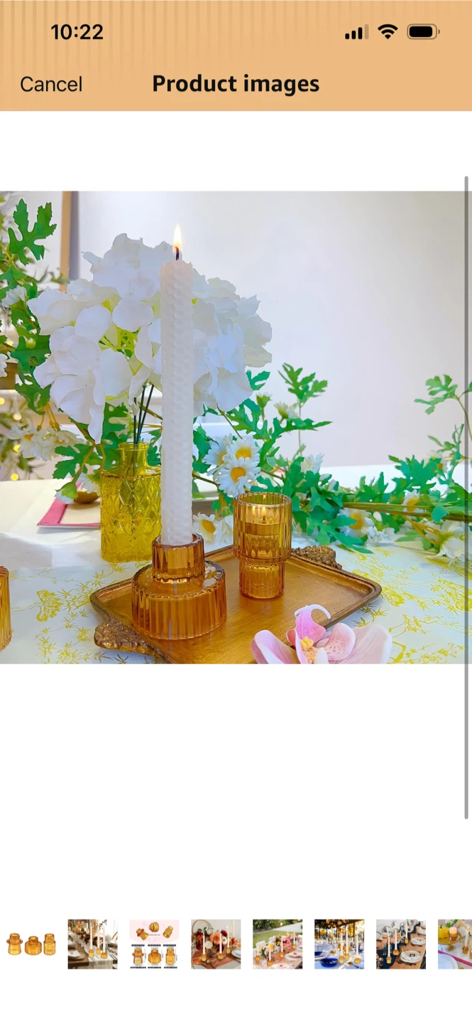 New-Set of 6 Amber Glass Candlestick Holders - photo 4