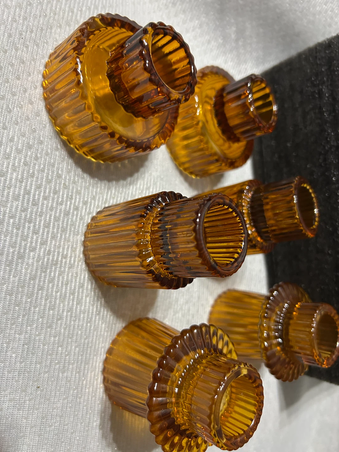 New-Set of 6 Amber Glass Candlestick Holders - photo 5