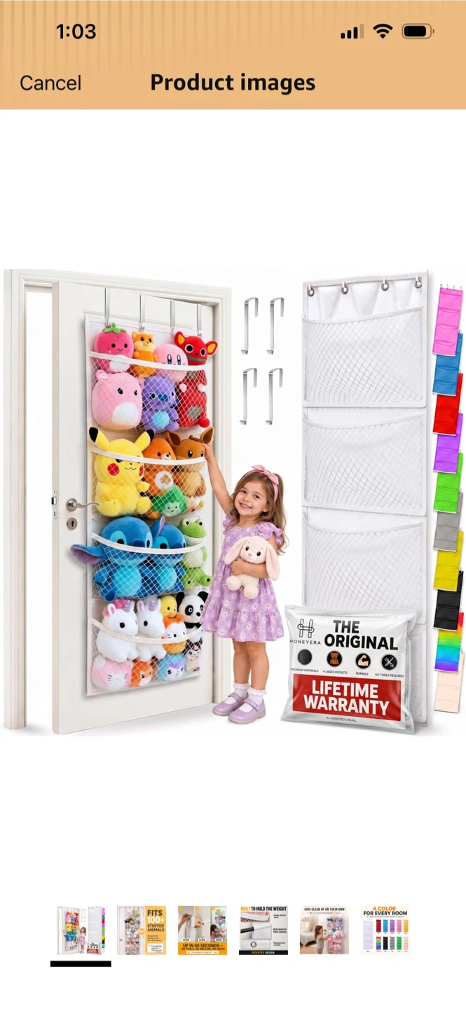 New-HoneYera Over-the-Door Stuffed Animal Toy Storage
