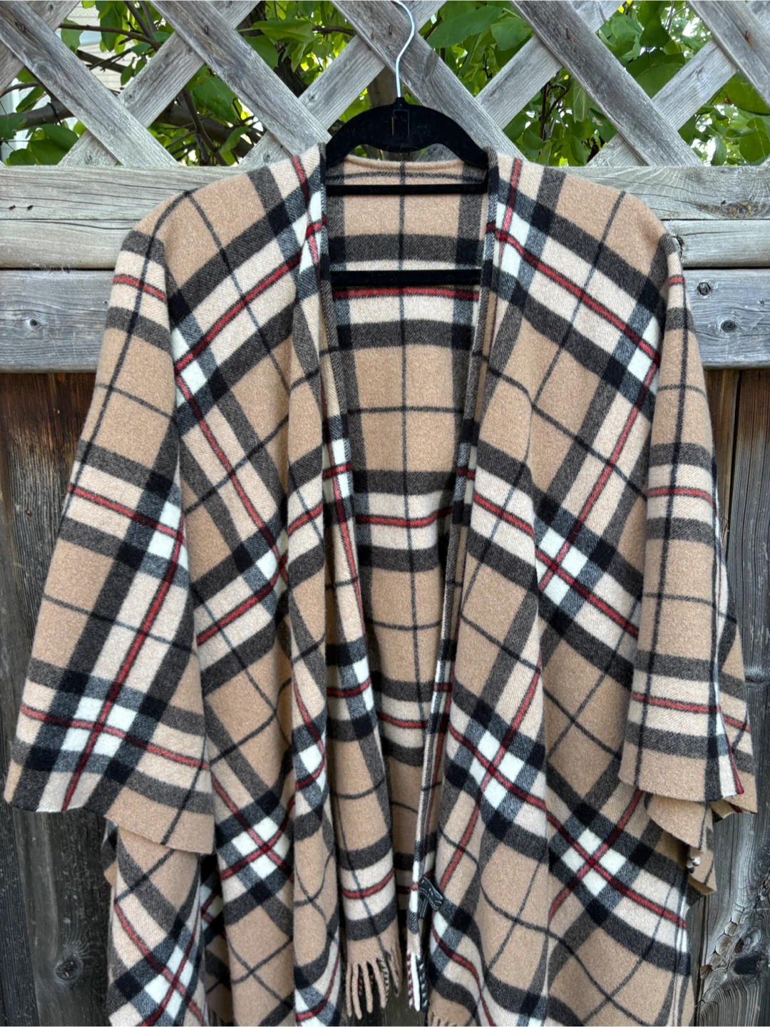 Frangi Plaid Fringe Poncho Cape - photo 3