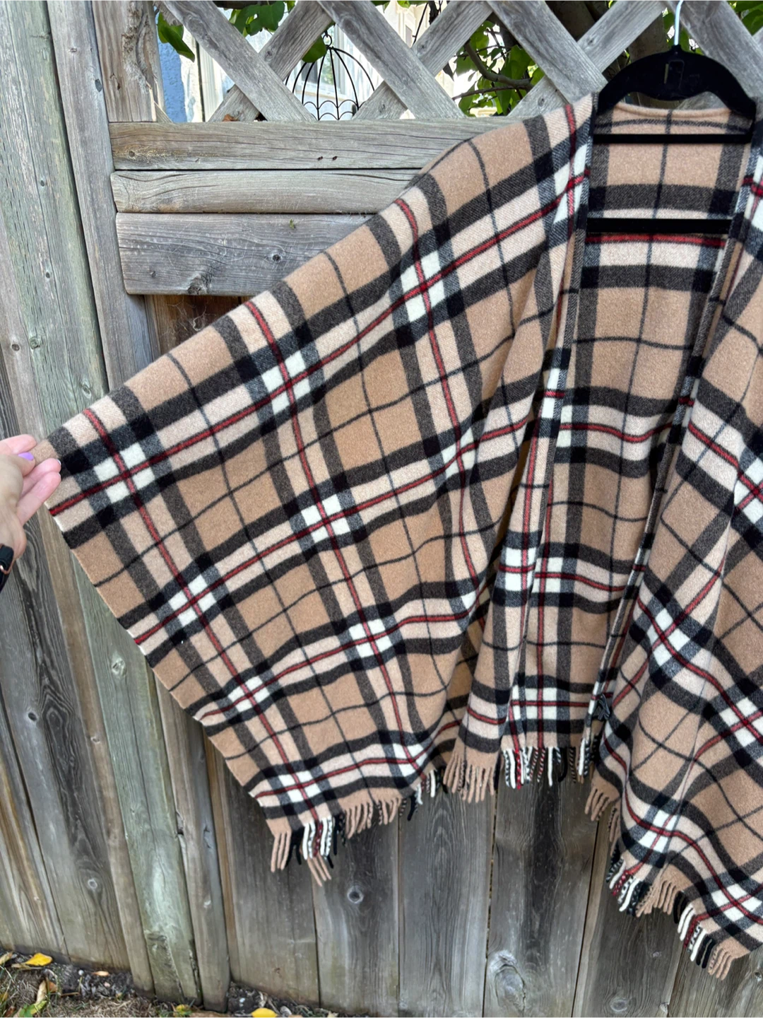 Frangi Plaid Fringe Poncho Cape - photo 4