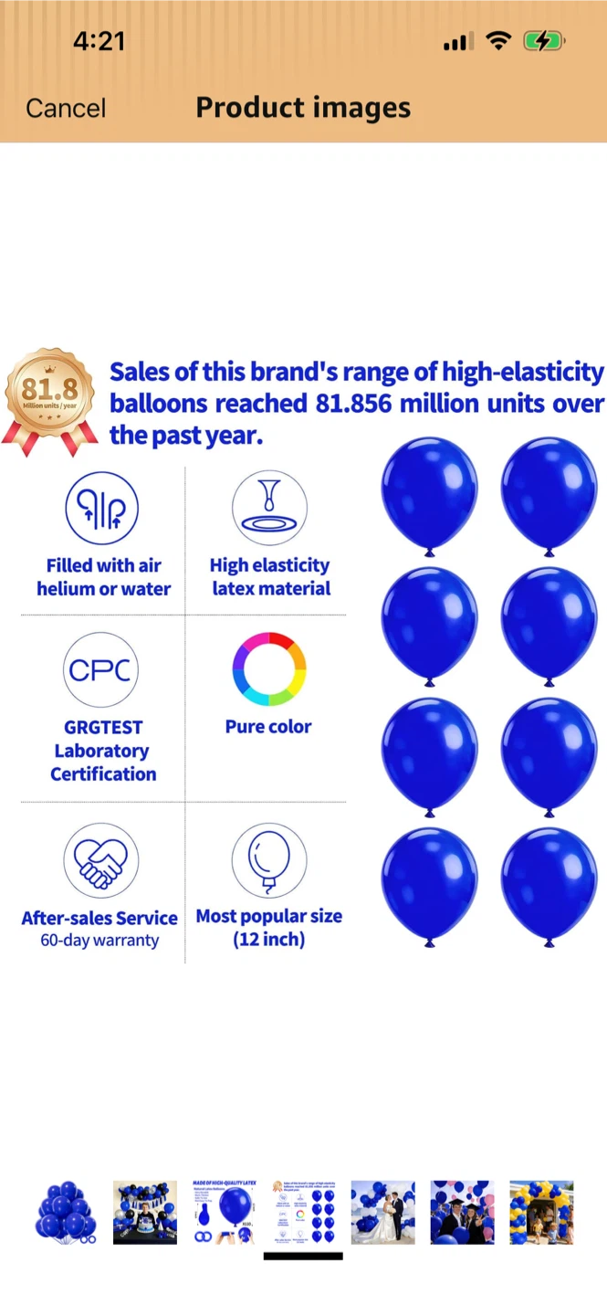 New-100 pcs Blue Latex Balloons 12 inch