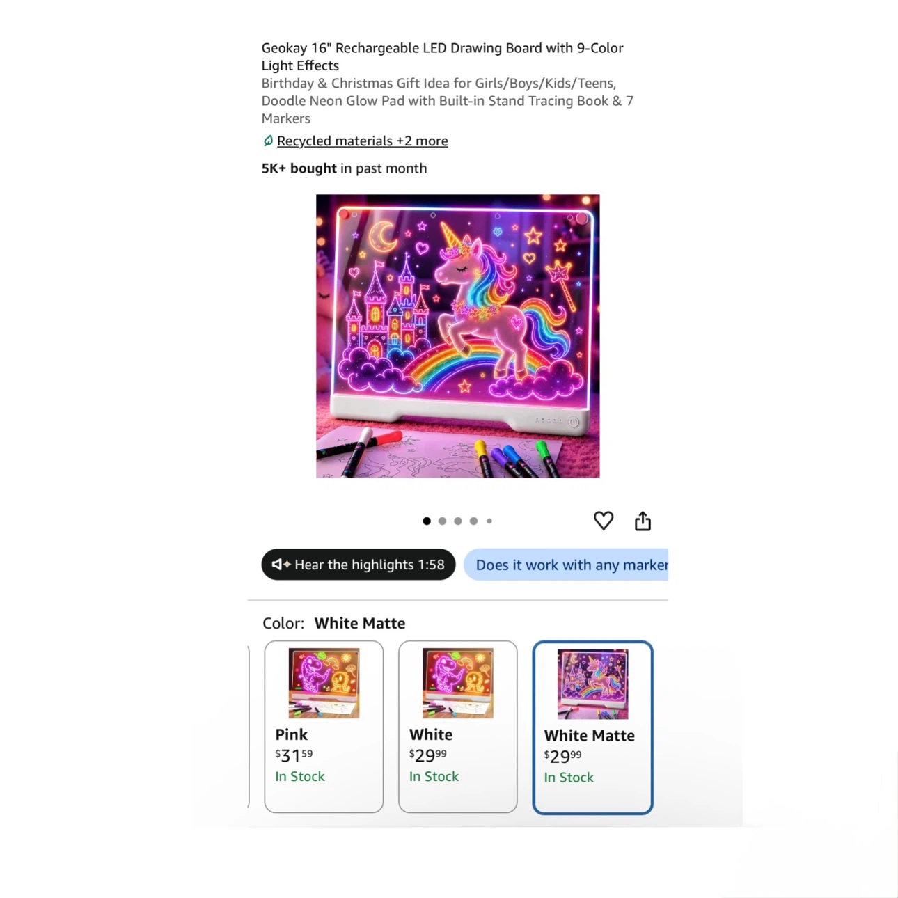 Brand new 16" Rechargeable LED Drawing Board