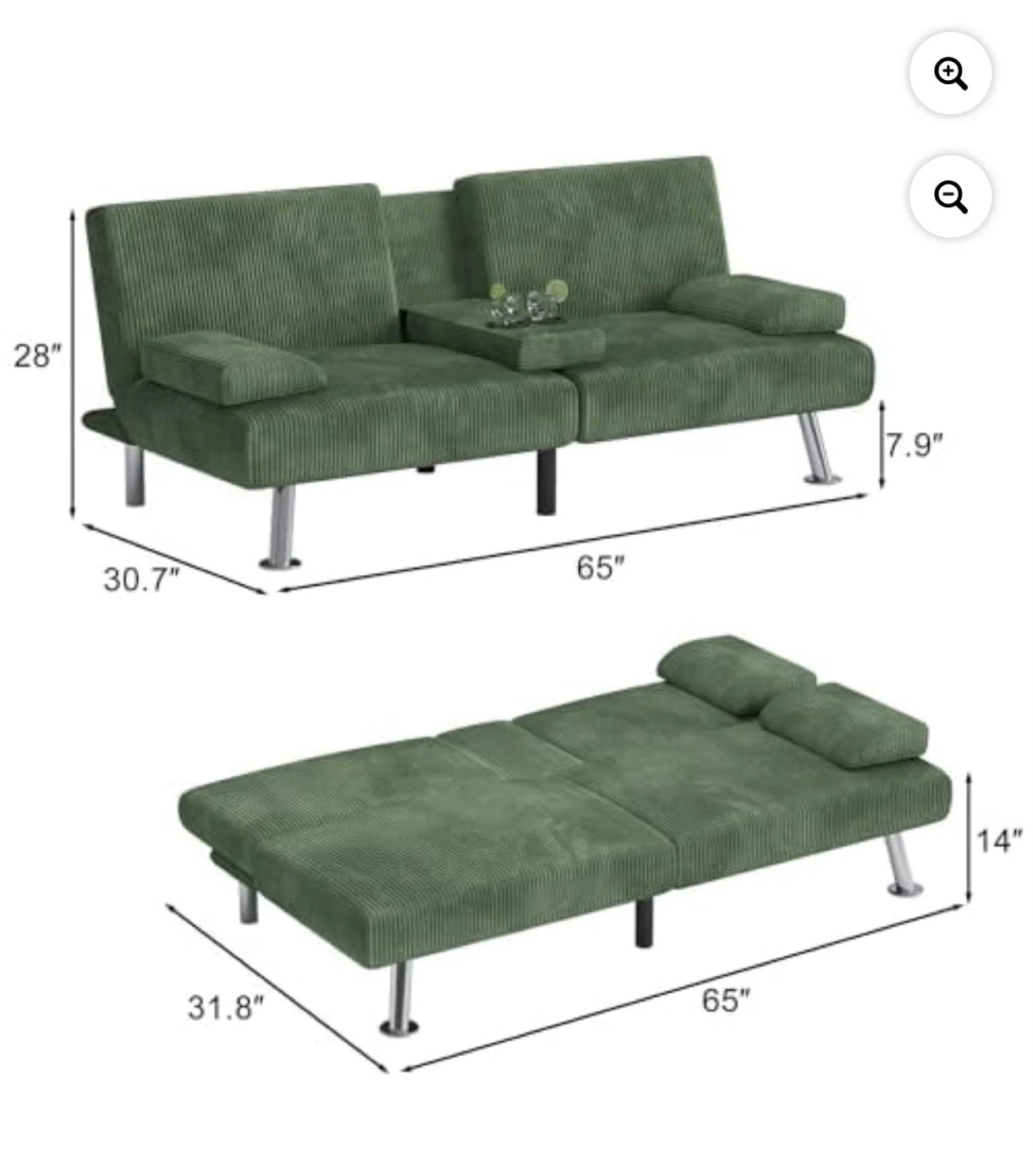 Sofa Bed + FREE extras 2 high Chairs + 1 Coffie table