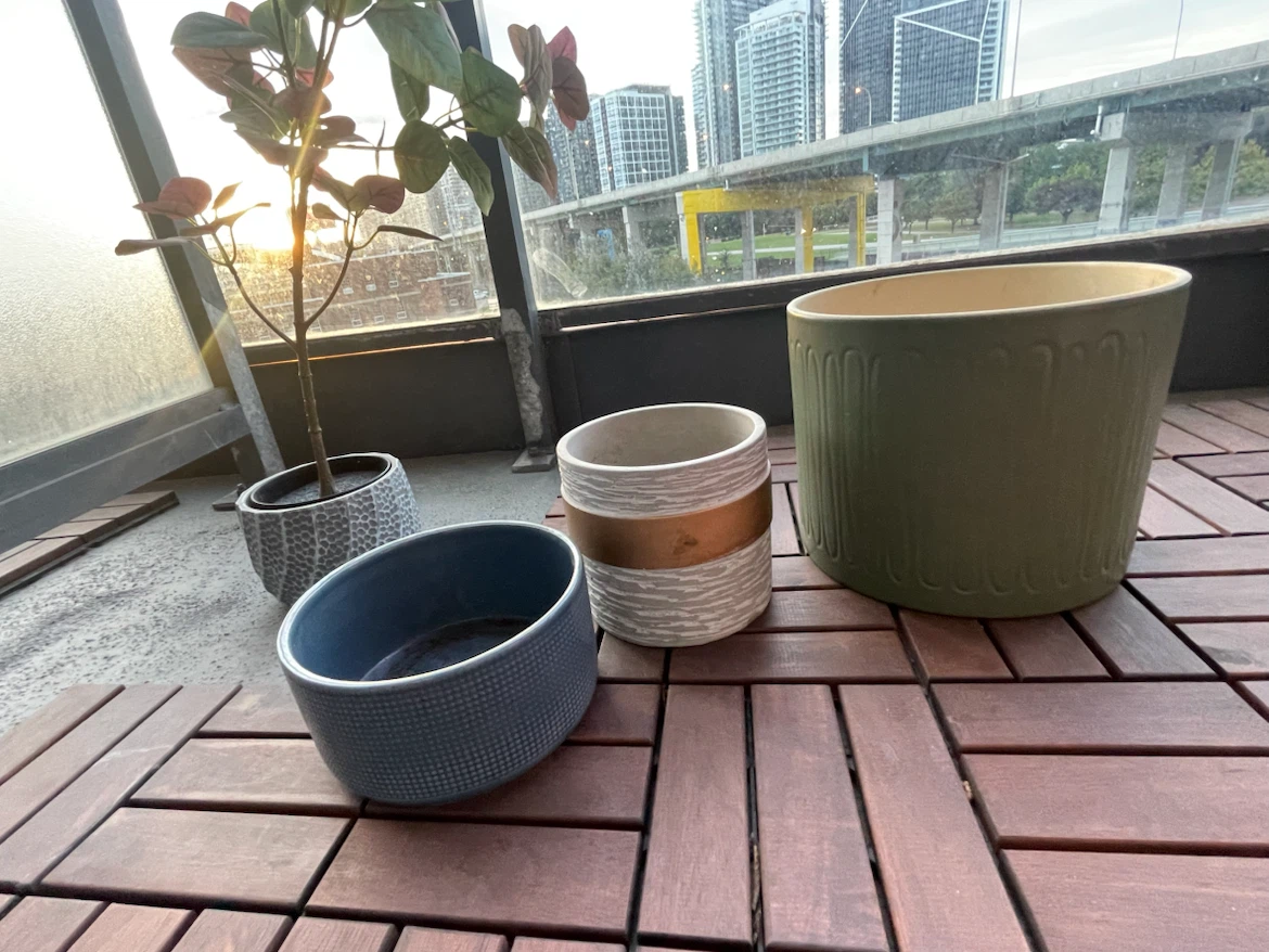 Set of 3 decorative ceramic planters - photo 2