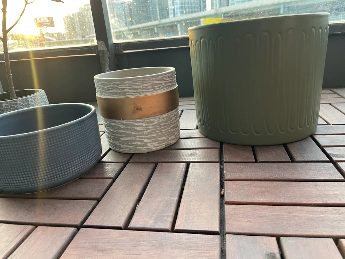 Set of 3 decorative ceramic planters - photo 3