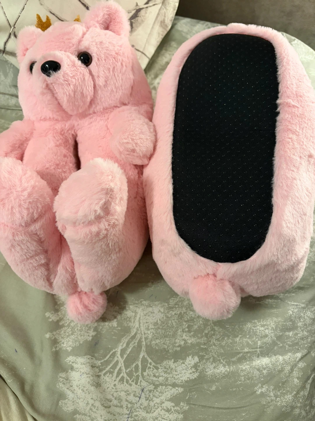 Pink Teddy Bear Plush Slippers - photo 4