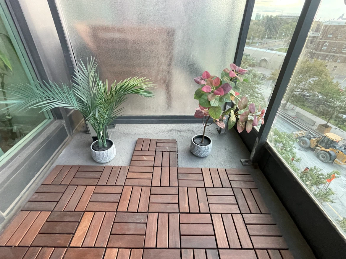Two artificial potted plants for balcony or patio
