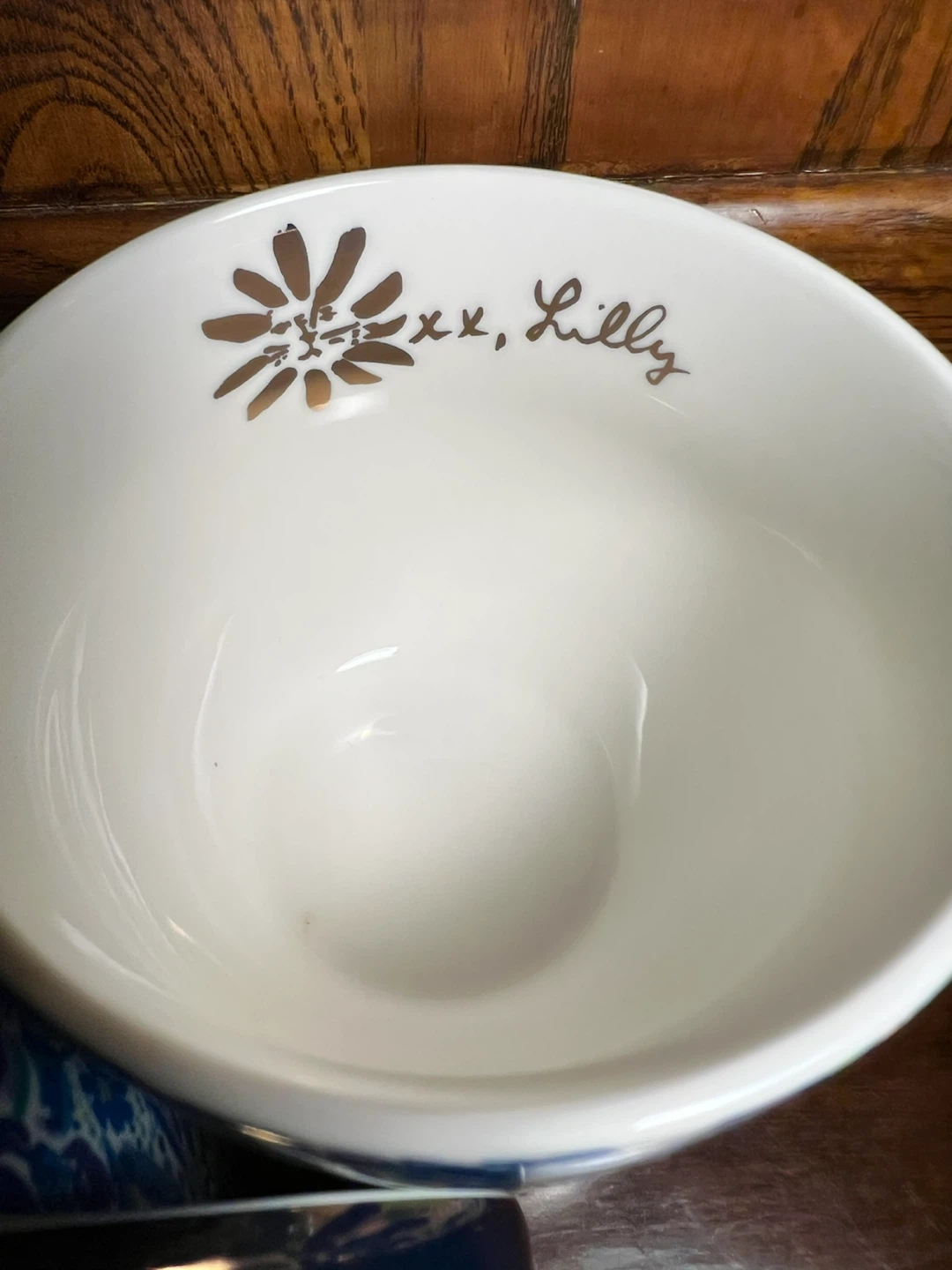 Lilly Pulitzer Ceramic Coffee Mugs Blue Floral & Gold Handles 🏈 - photo 4