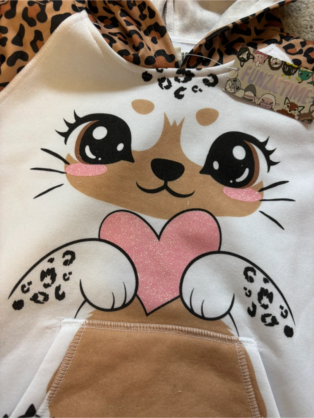 🏈 Funzietime Leopard Print Hoodie S (7-8) - photo 2