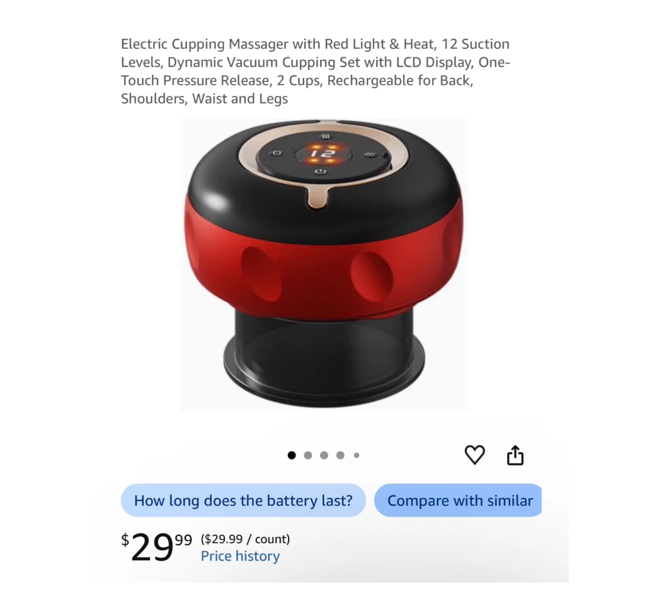 Brand new Electric Cupping Massager with Red Light & Heat