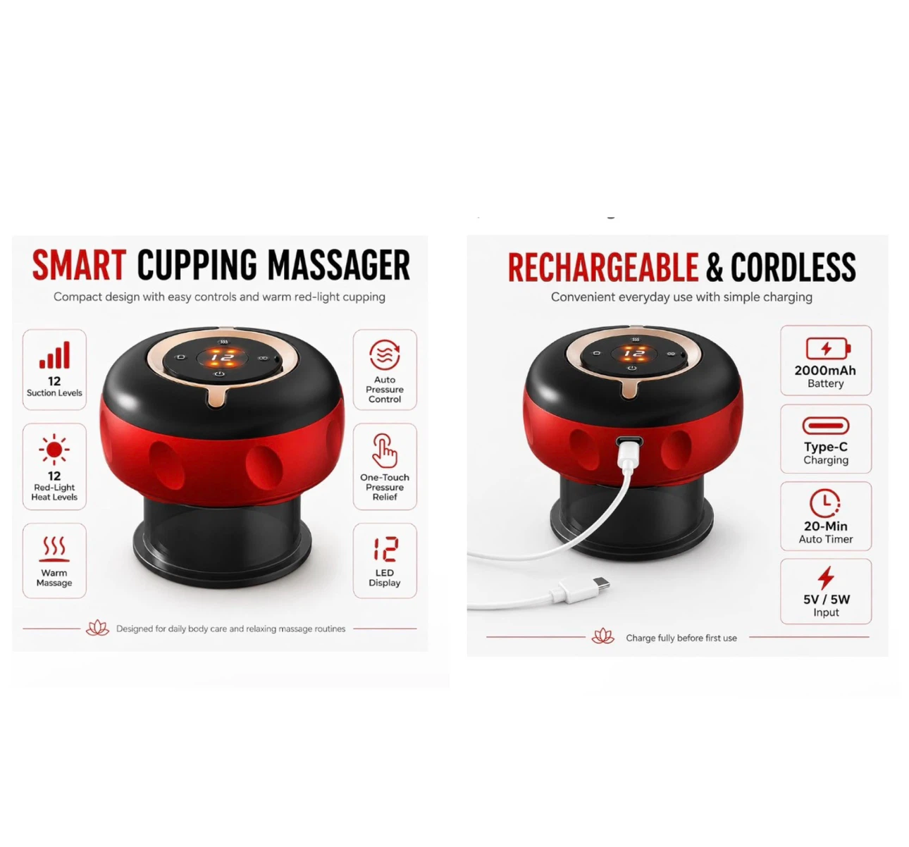 Brand new Electric Cupping Massager with Red Light & Heat - photo 3