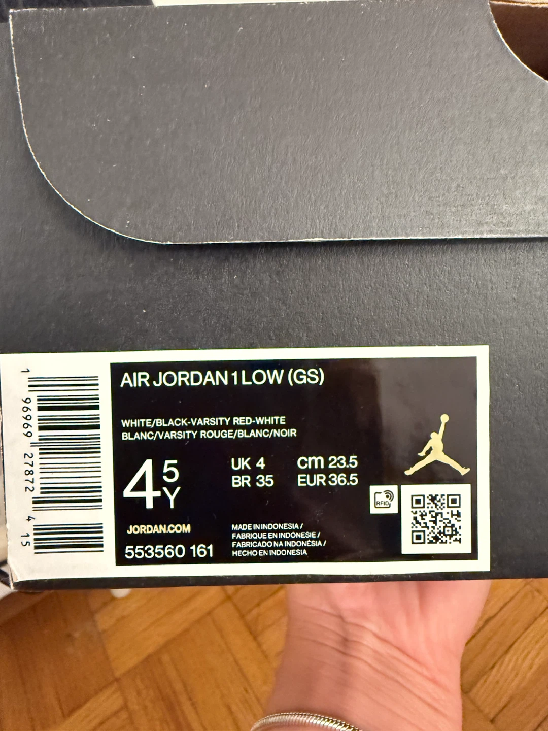 Air Jordan 1 Low Bred Toe 2.0 (GS) - Size 4.5Y