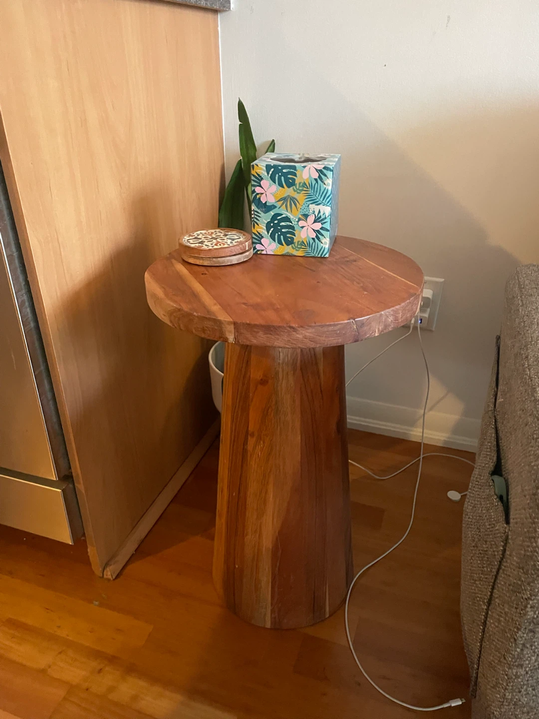 Solid Wood Round Side Table
