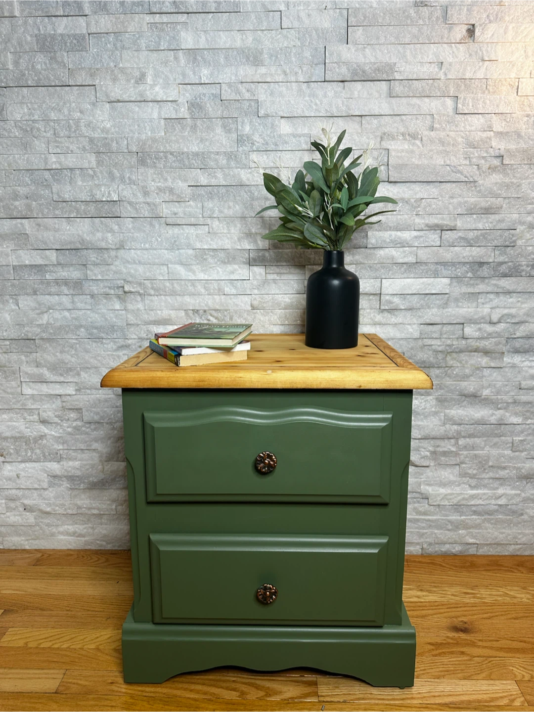 Green Two-Drawer Nightstand