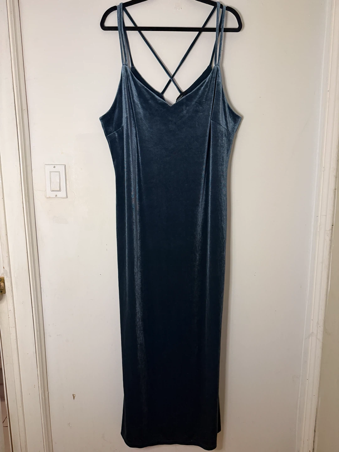 Elegant Blue Velvet Slip Dress (plus size) NWT