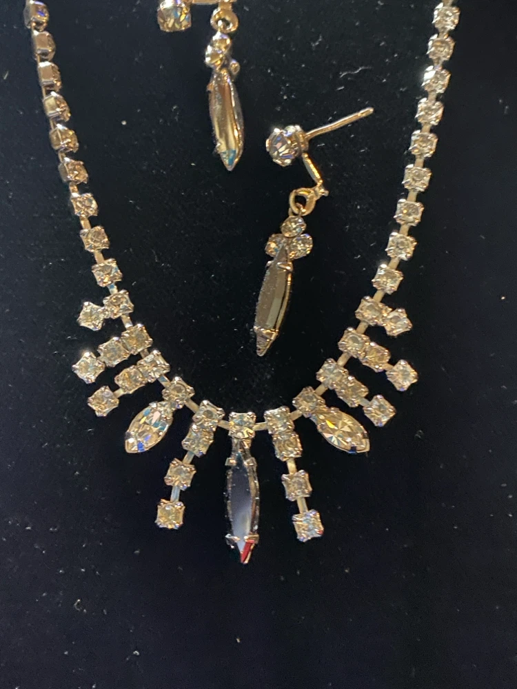 Rhinestone Necklace and Earring Set