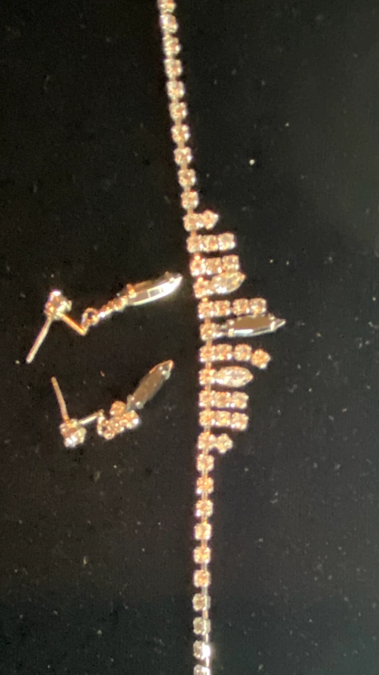 Rhinestone Necklace and Earring Set - photo 2