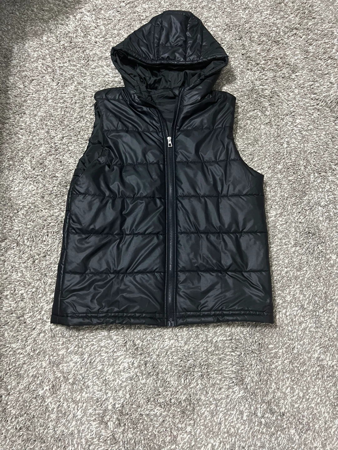 Black Hooded Puffer Vest