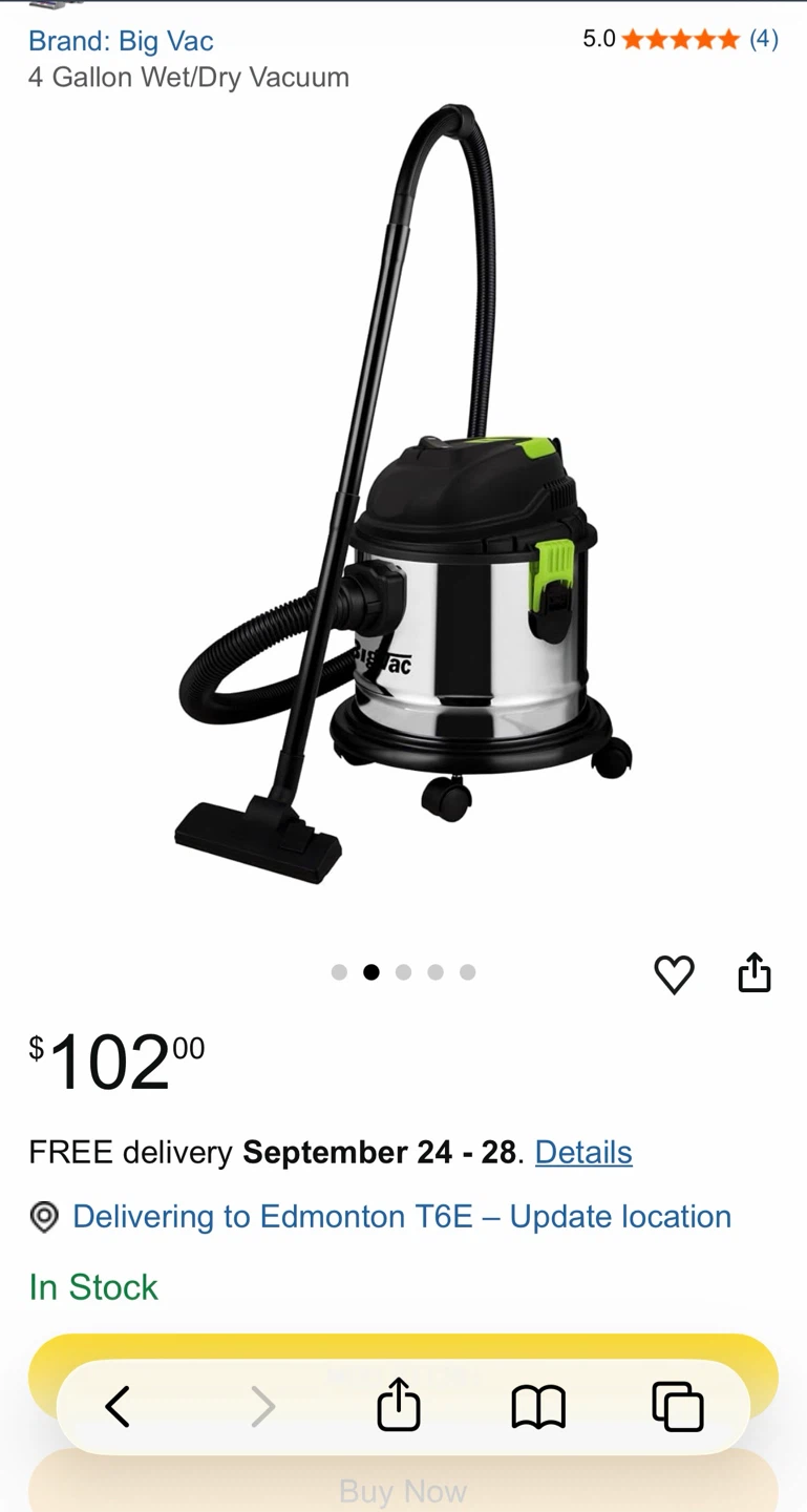 (BRAND NEW) BigVac 4 Gallon Stainless Steel Wet/Dry Vac (15L) - photo 3