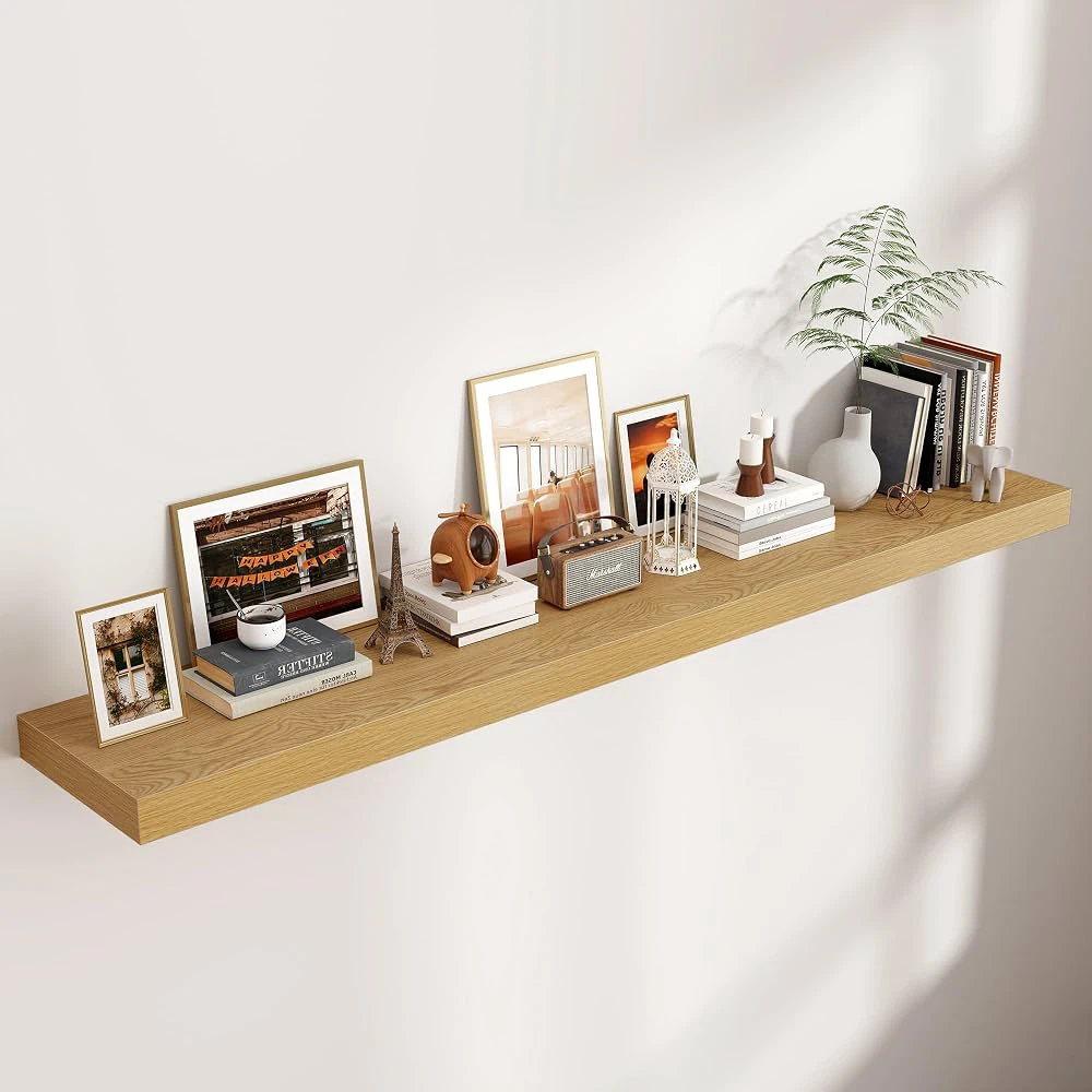 New Oak finished 72 Inch Floating storage Shelf for Wall,