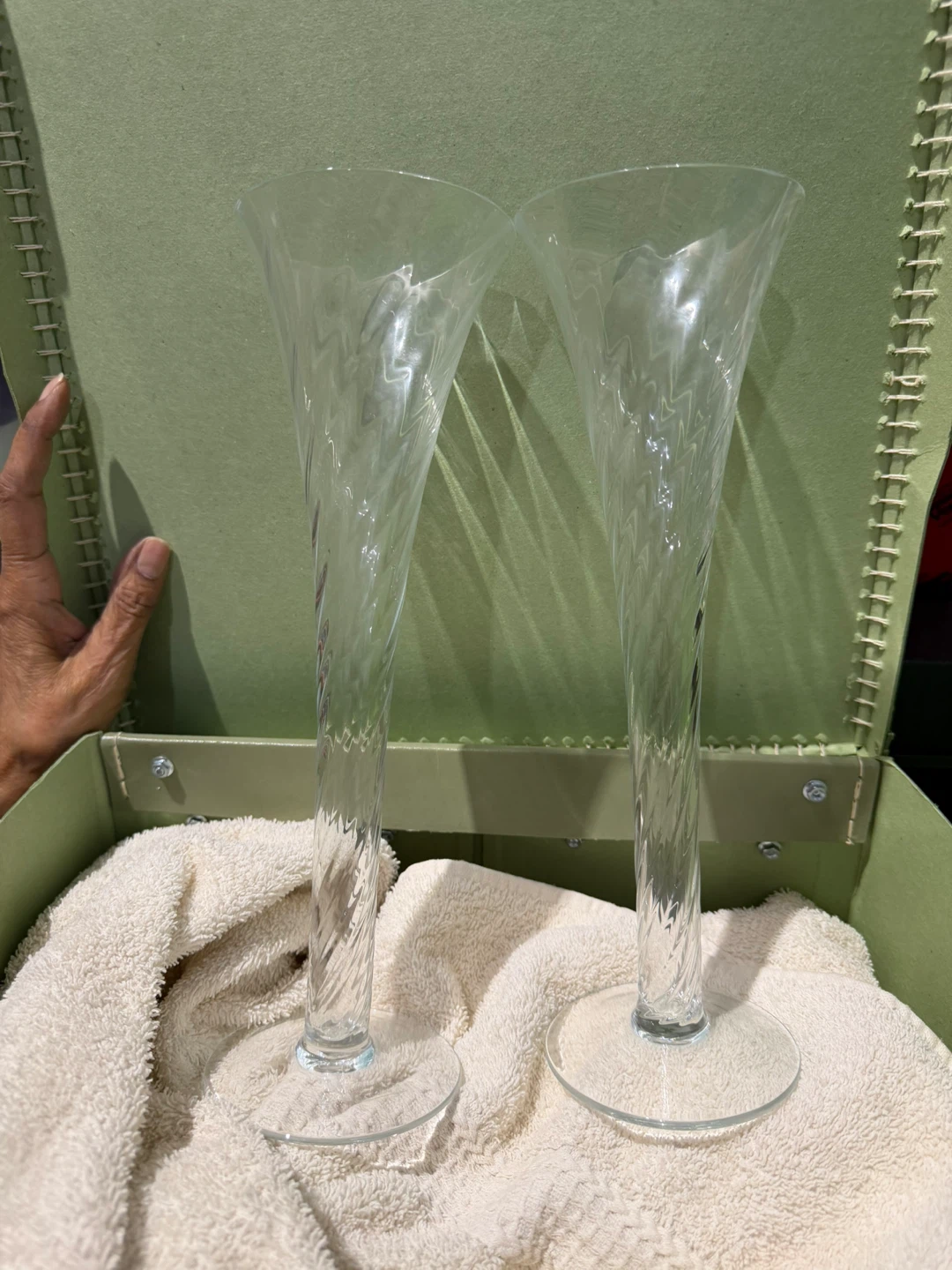 Set of Eight Swirl Glass Champagne Flutes