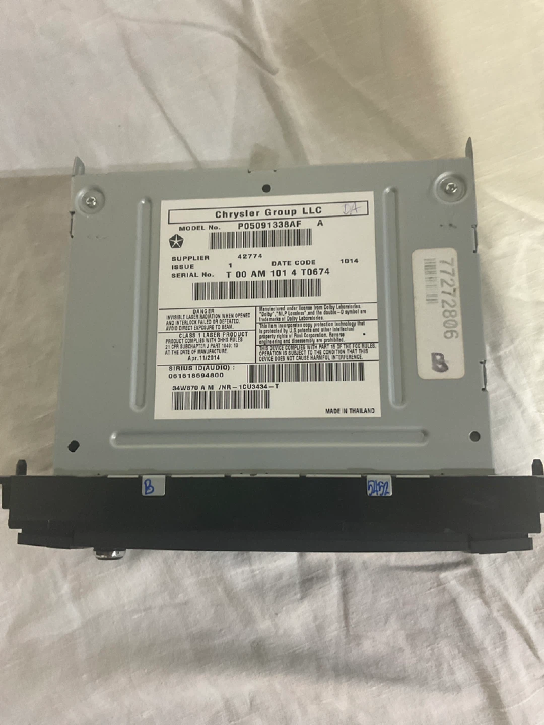 Chrysler Group LLC Car Radio Unit P05091338AF - photo 2