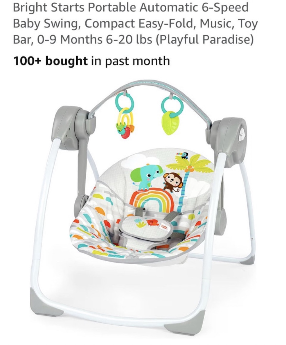 Bright Starts Portable Baby Swing Playful Paradise - photo 2