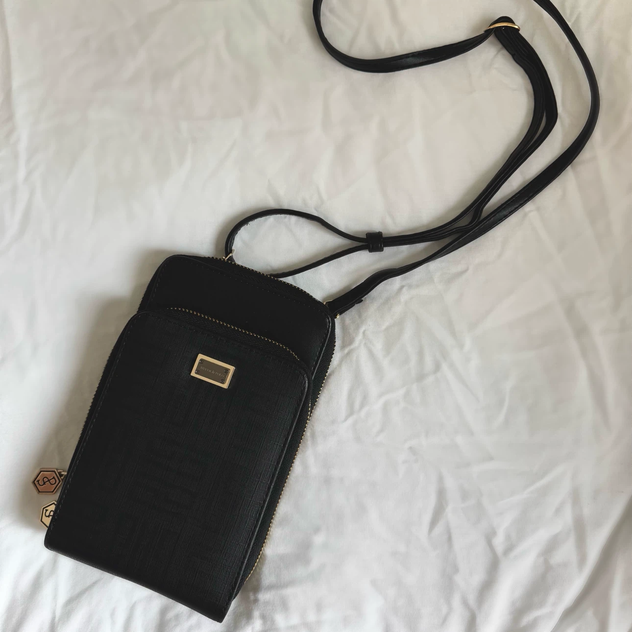 Silver & Polo Black Crossbody Phone Bag