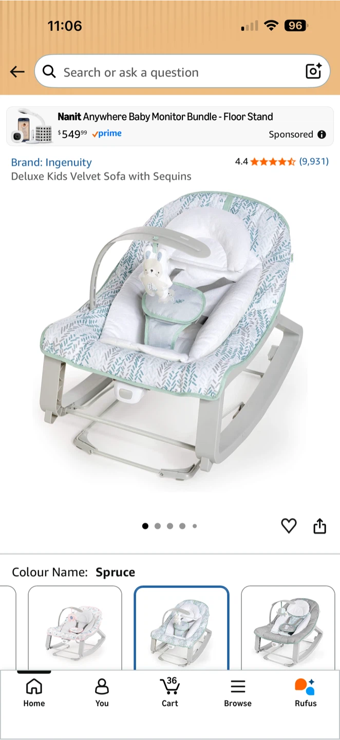 Ingenuity Baby Bouncer / Rocker – 3-in-1 – $55