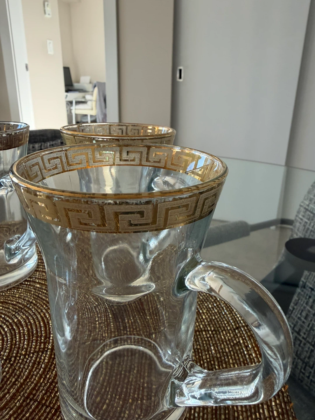 Set of 12 Greek Key Glass Mugs - photo 2